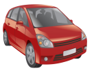 Number of wheels in the red car.