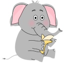 The elephant is eating a banana.