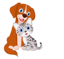 The cat and dog were playing together.
