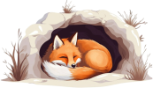The fox is in the den.