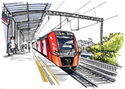 The train arrived at the station.