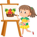 Mary painted the picture with a brush.