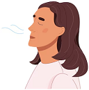 A girl breathing