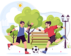 Playing football in the park