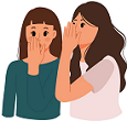 Whispering in her friend's ear